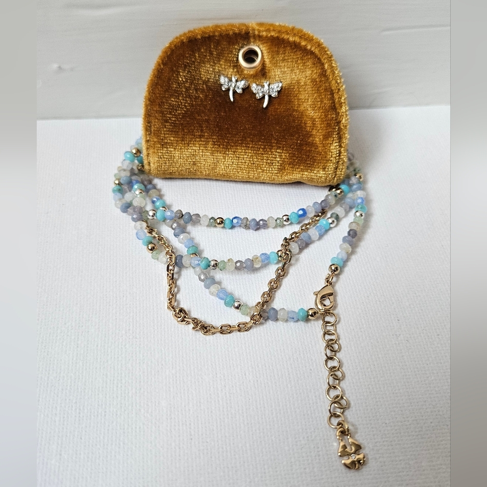 Lucky Brand stud earring & beaded necklace gift set
